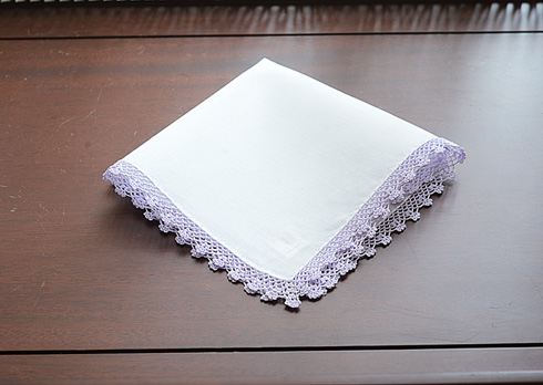 Cotton Handkerchief. Kentucky Blue colored Lace Trimmed.